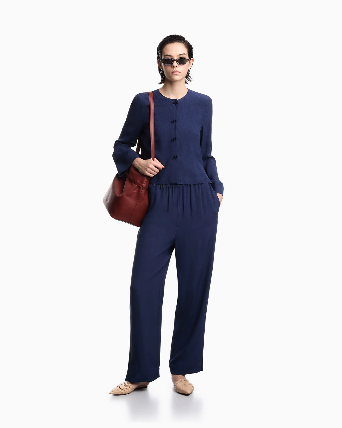 flowing micro leopard spot jacquard trousers