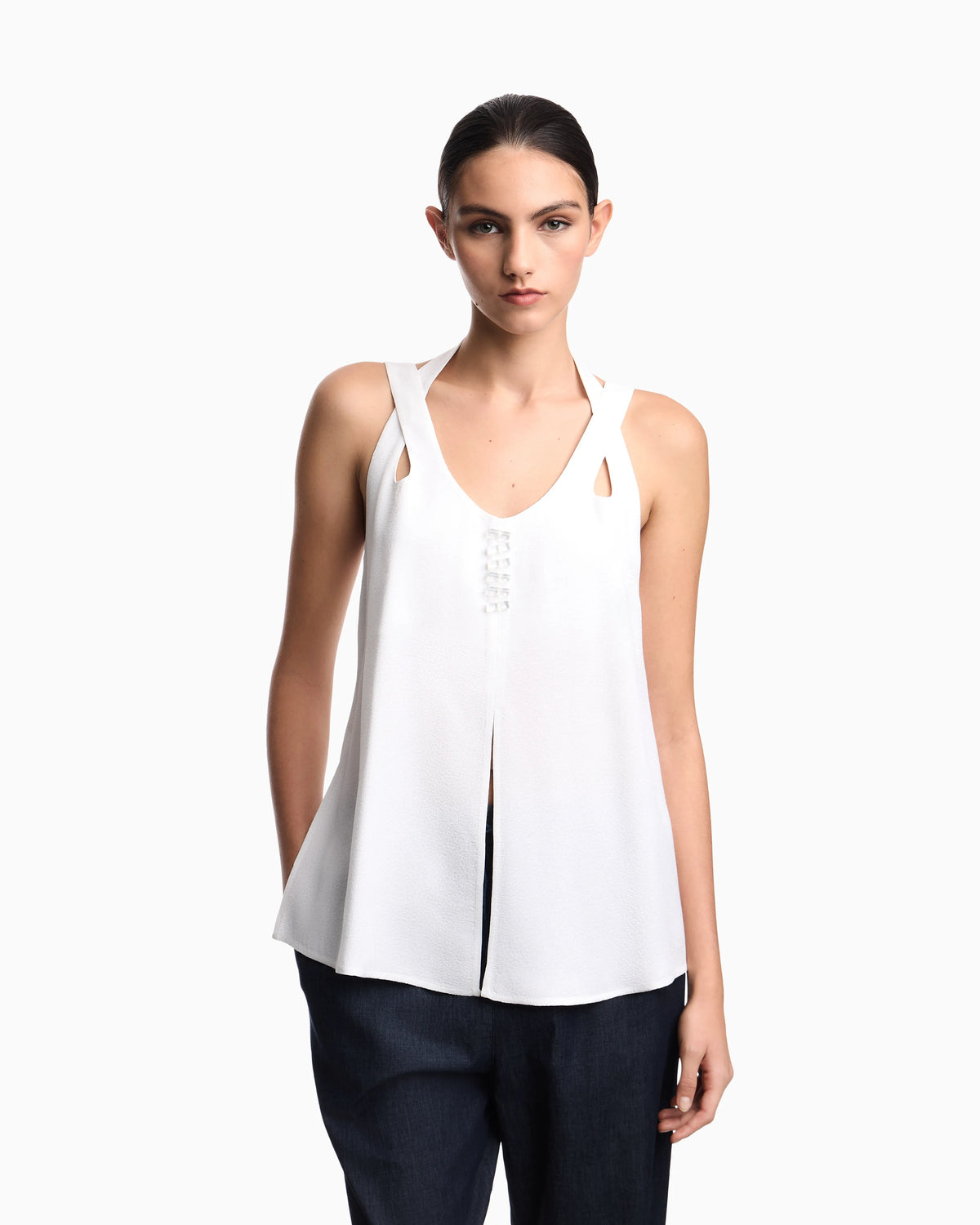 flowing micro leopard spot jacquard top