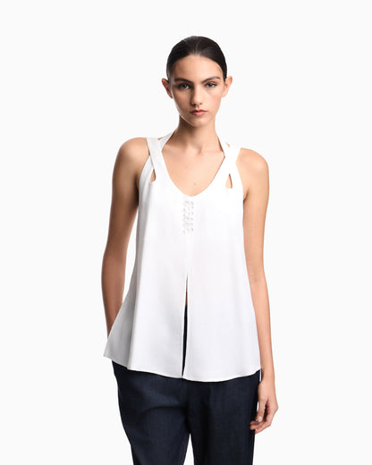 flowing micro leopard spot jacquard top