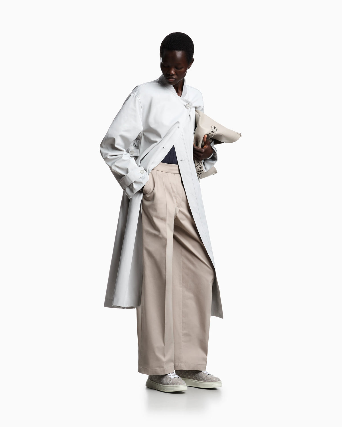 Brushed cotton trousers with pleats
