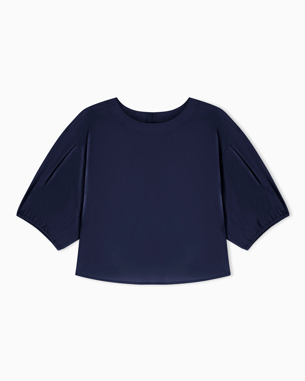 Poplin blouse with puffed sleeves