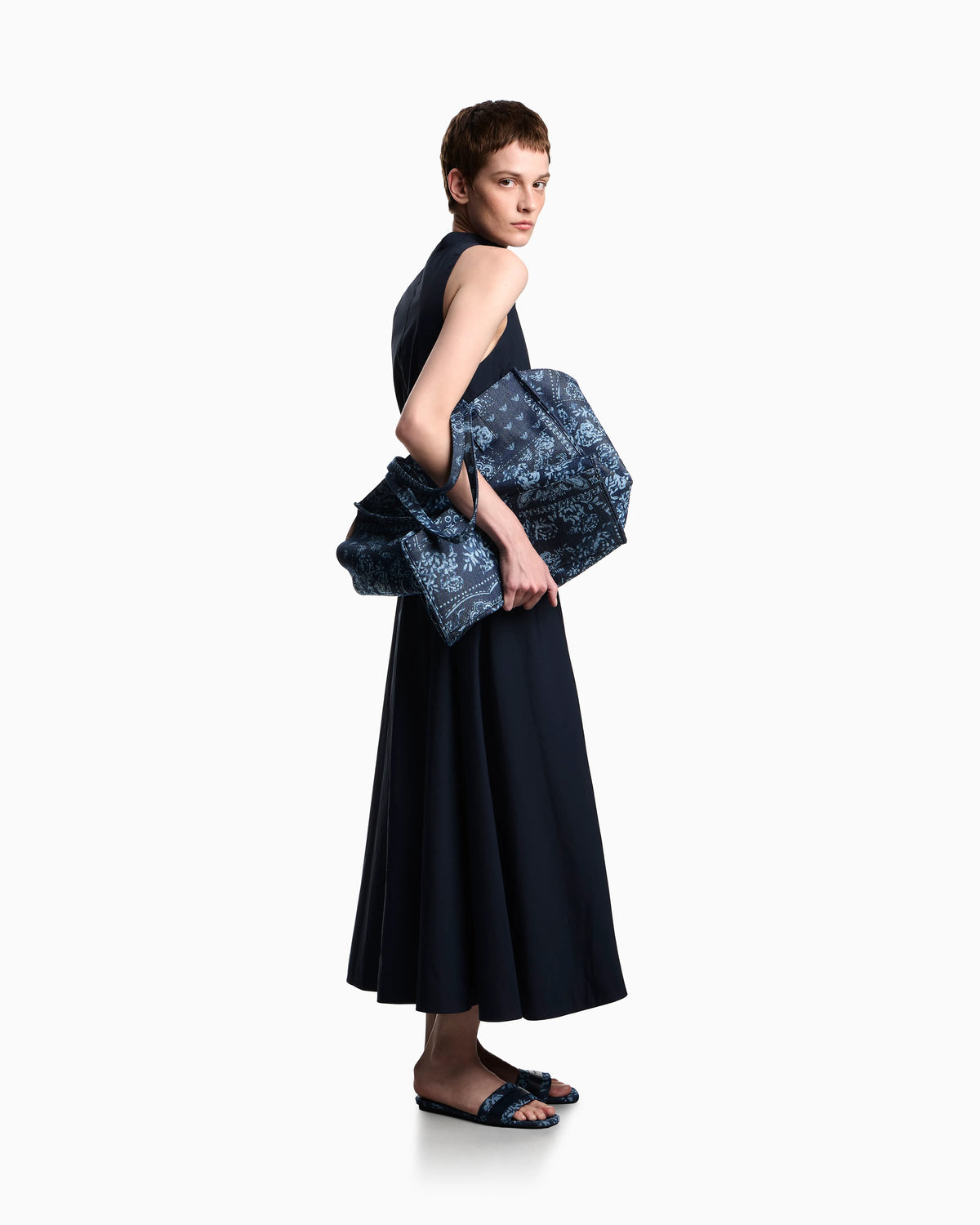 Long dress with poplin drawstring