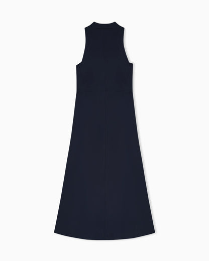 Long dress with poplin drawstring