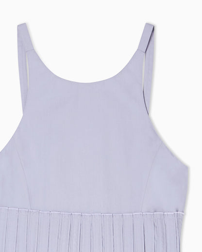 Long dress in poplin with smocked motif