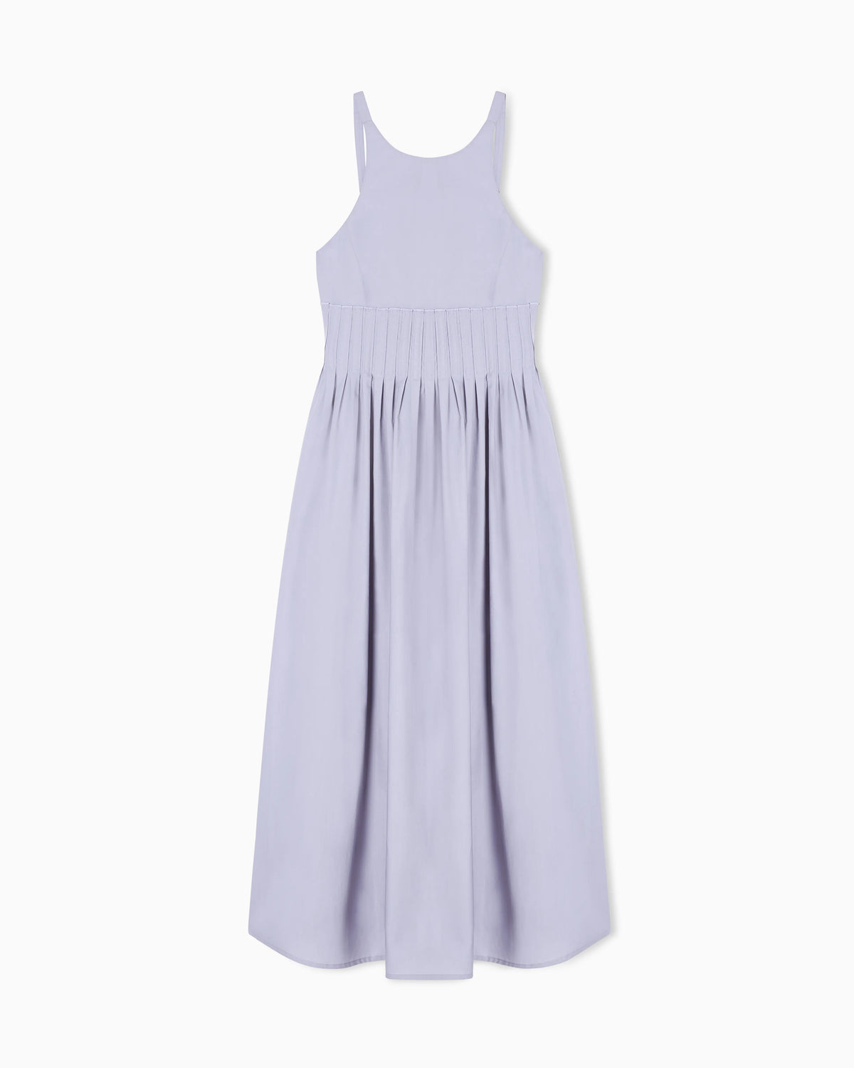 Long dress in poplin with smocked motif