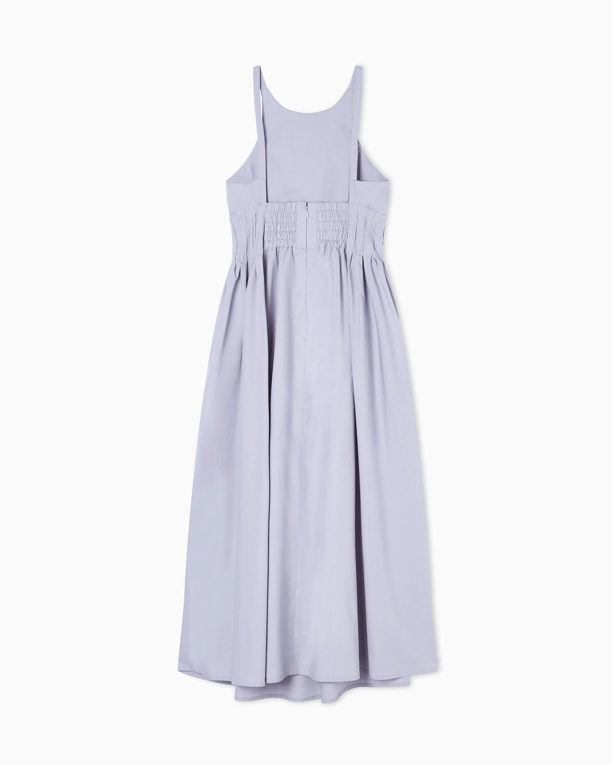 Long dress in poplin with smocked motif
