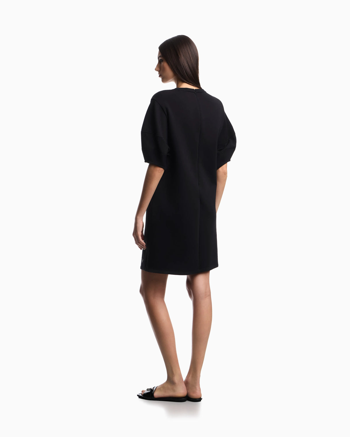 Stretch double jersey dress with rayon insert