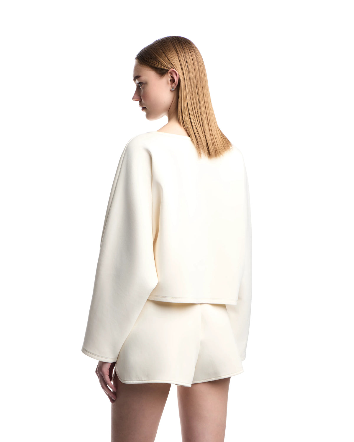 Double jersey cropped sweatshirt with eagle embroidery