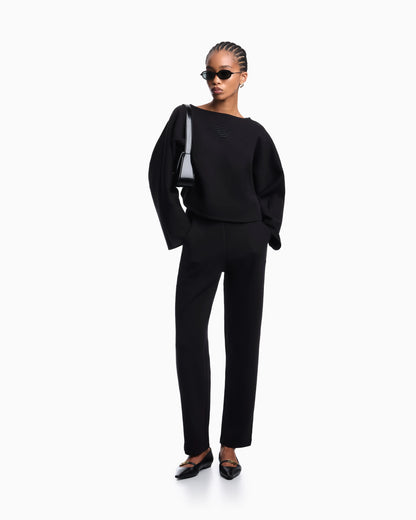 Double jersey cropped sweatshirt with eagle embroidery