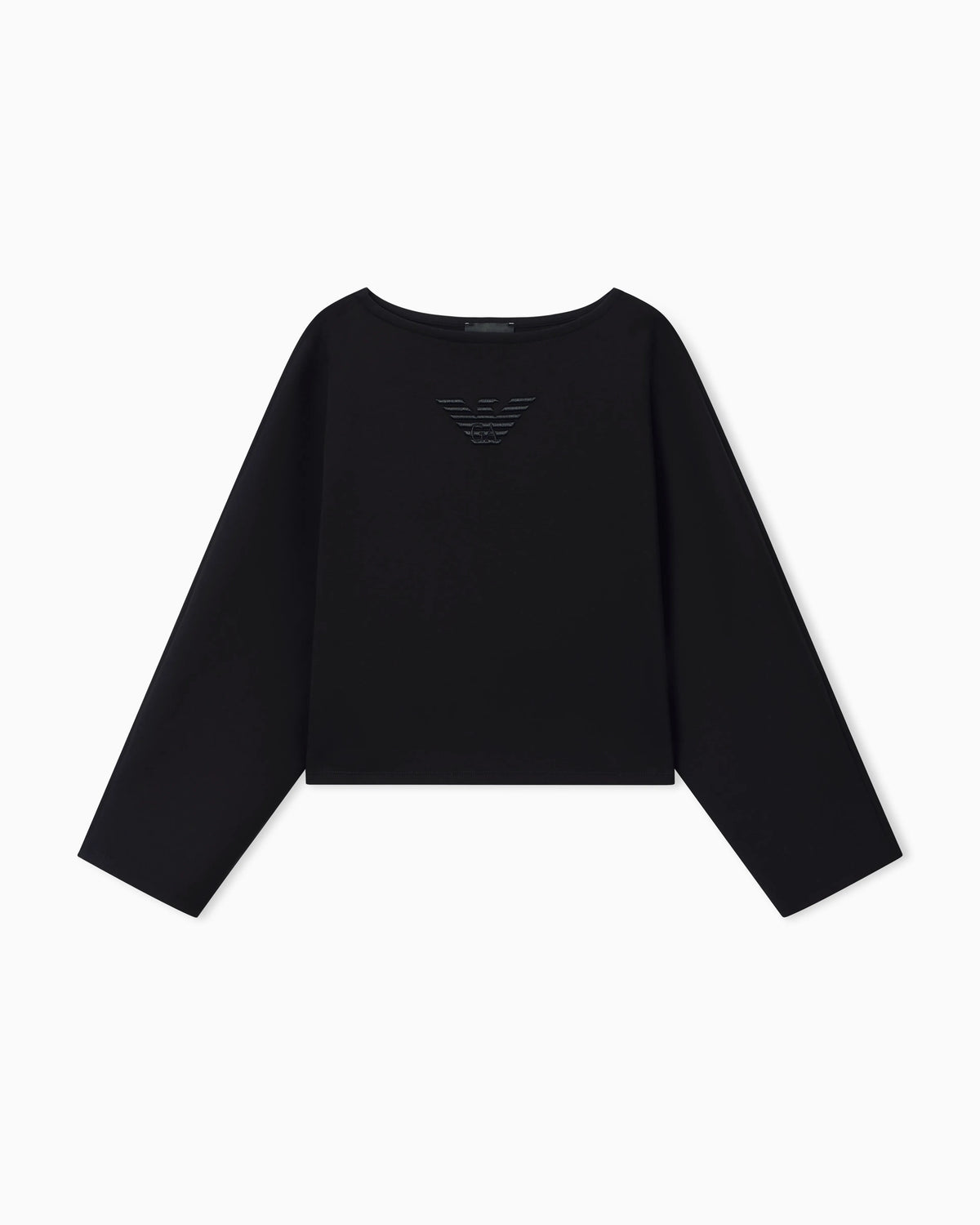 Double jersey cropped sweatshirt with eagle embroidery
