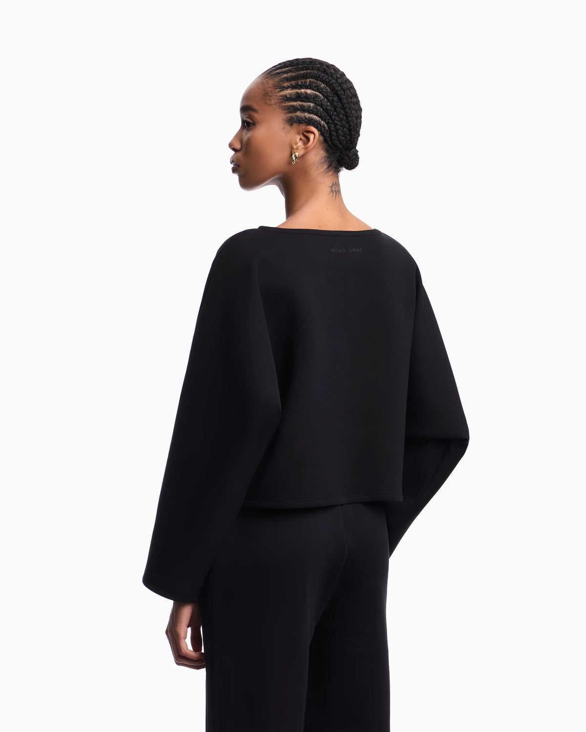 Double jersey cropped sweatshirt with eagle embroidery