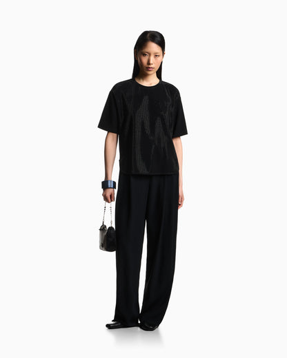 Scuba crêpe T-shirt with micro studs