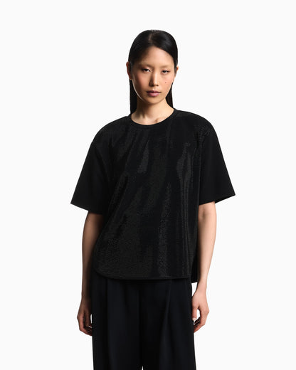 Scuba crêpe T-shirt with micro studs