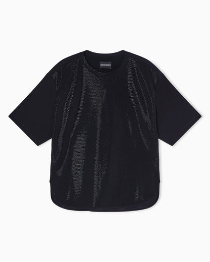 Scuba crêpe T-shirt with micro studs