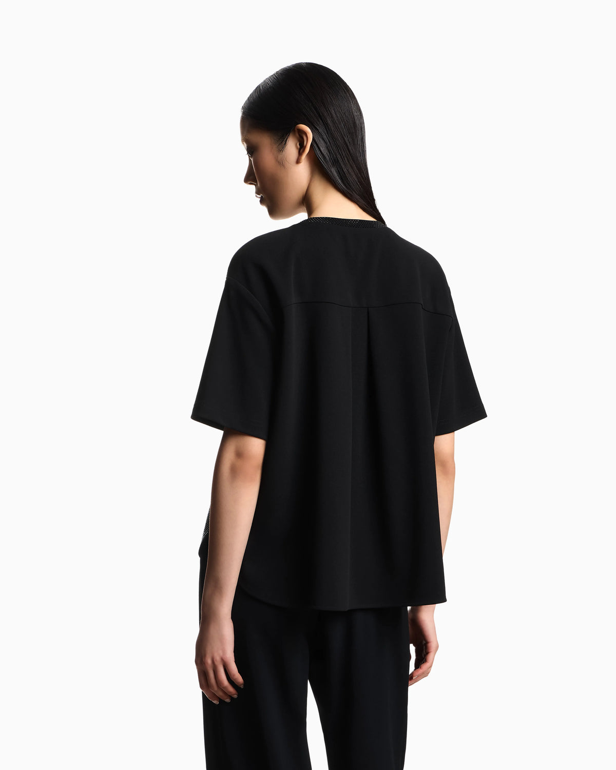 Scuba crêpe T-shirt with micro studs