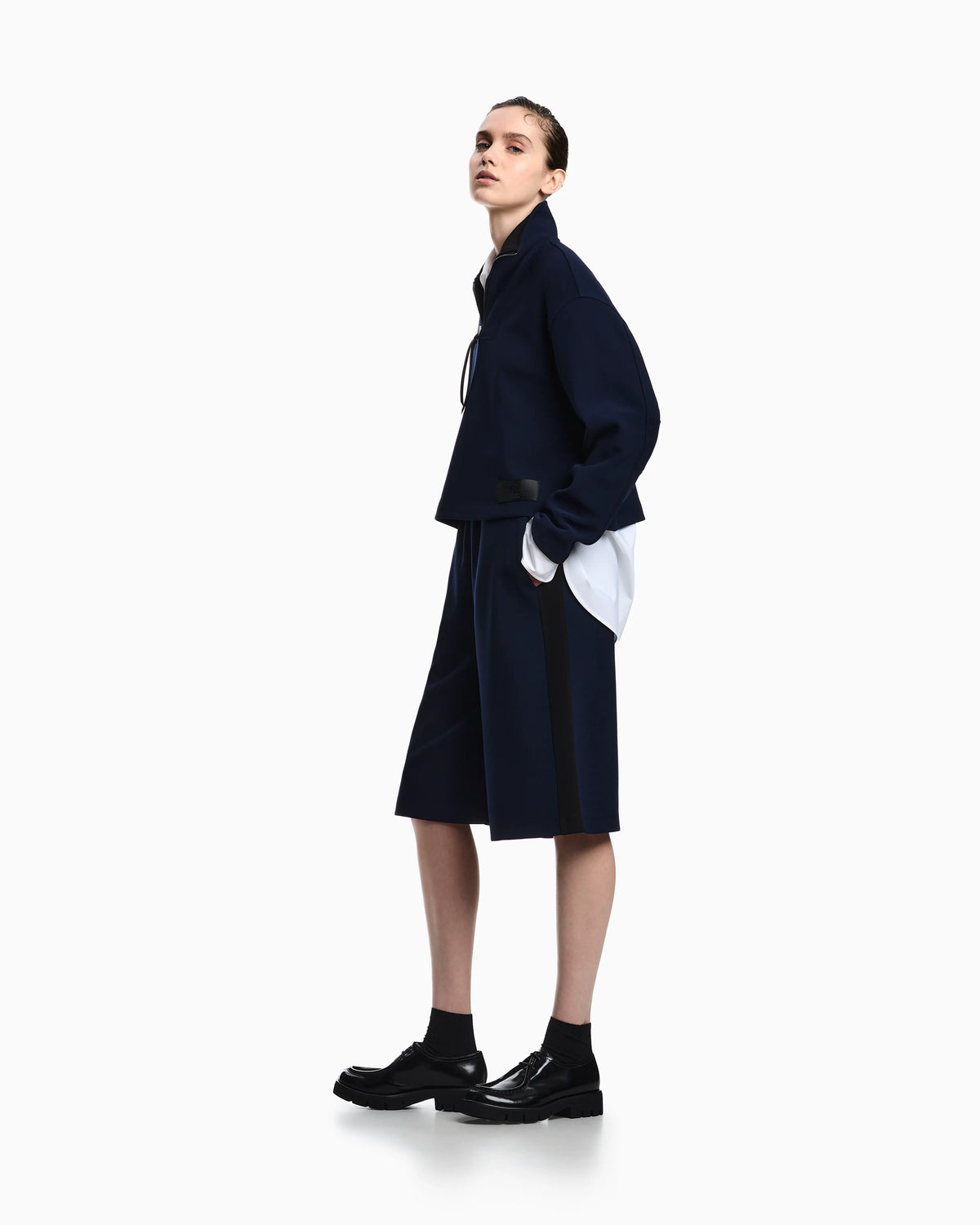 Crêpe-jersey, zip-up sweatshirt