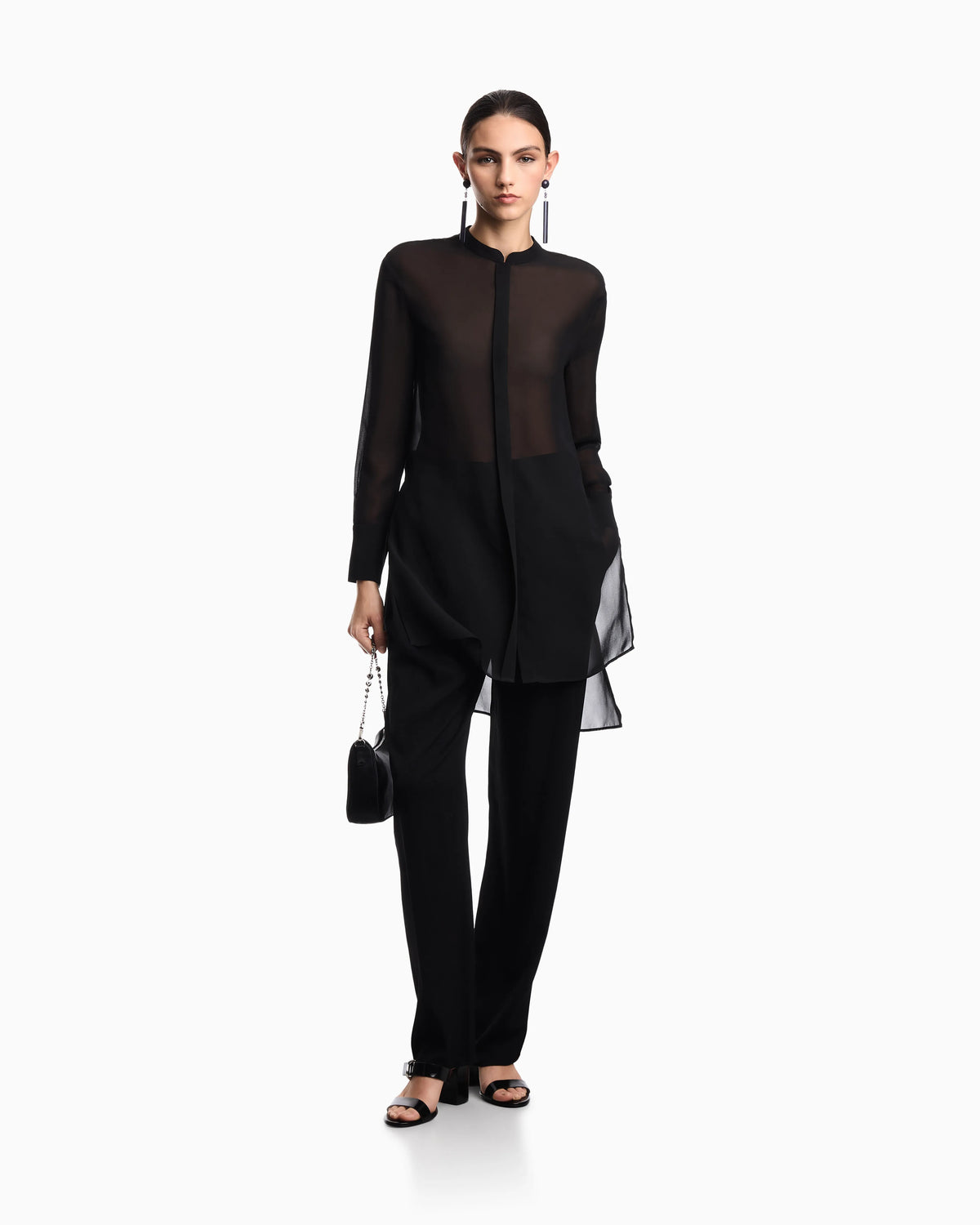 Technical georgette oversized shirt