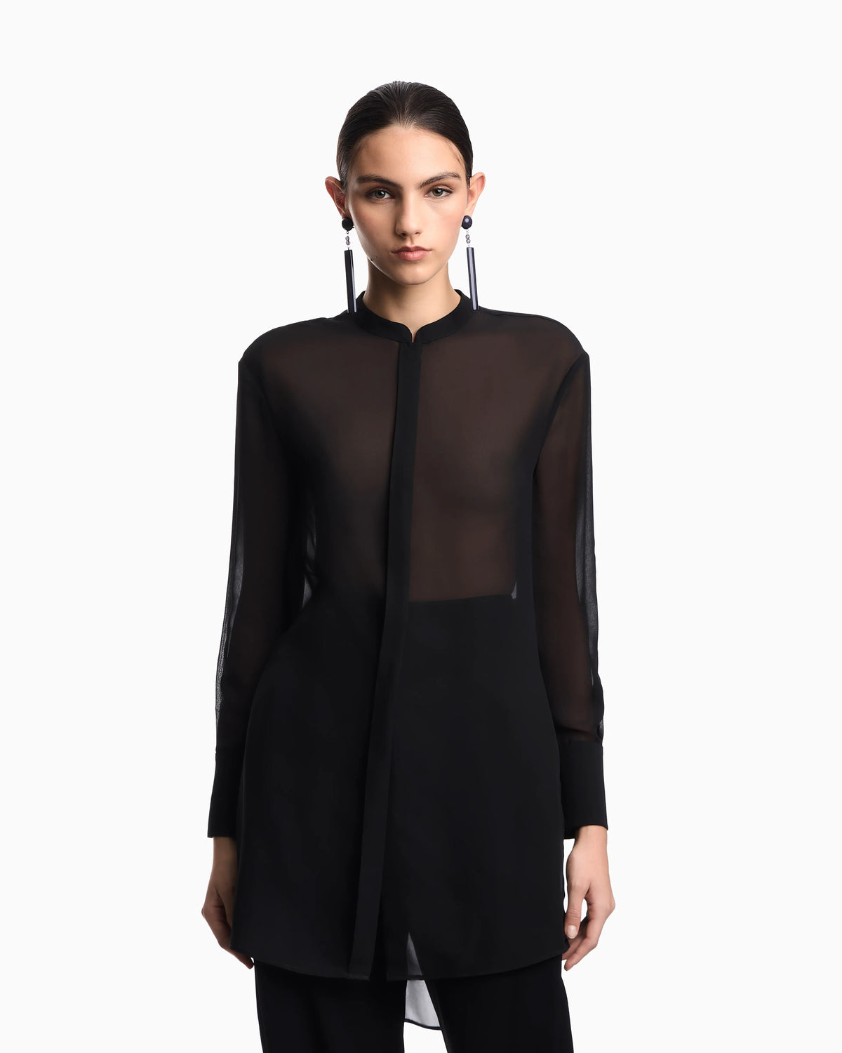 Technical georgette oversized shirt