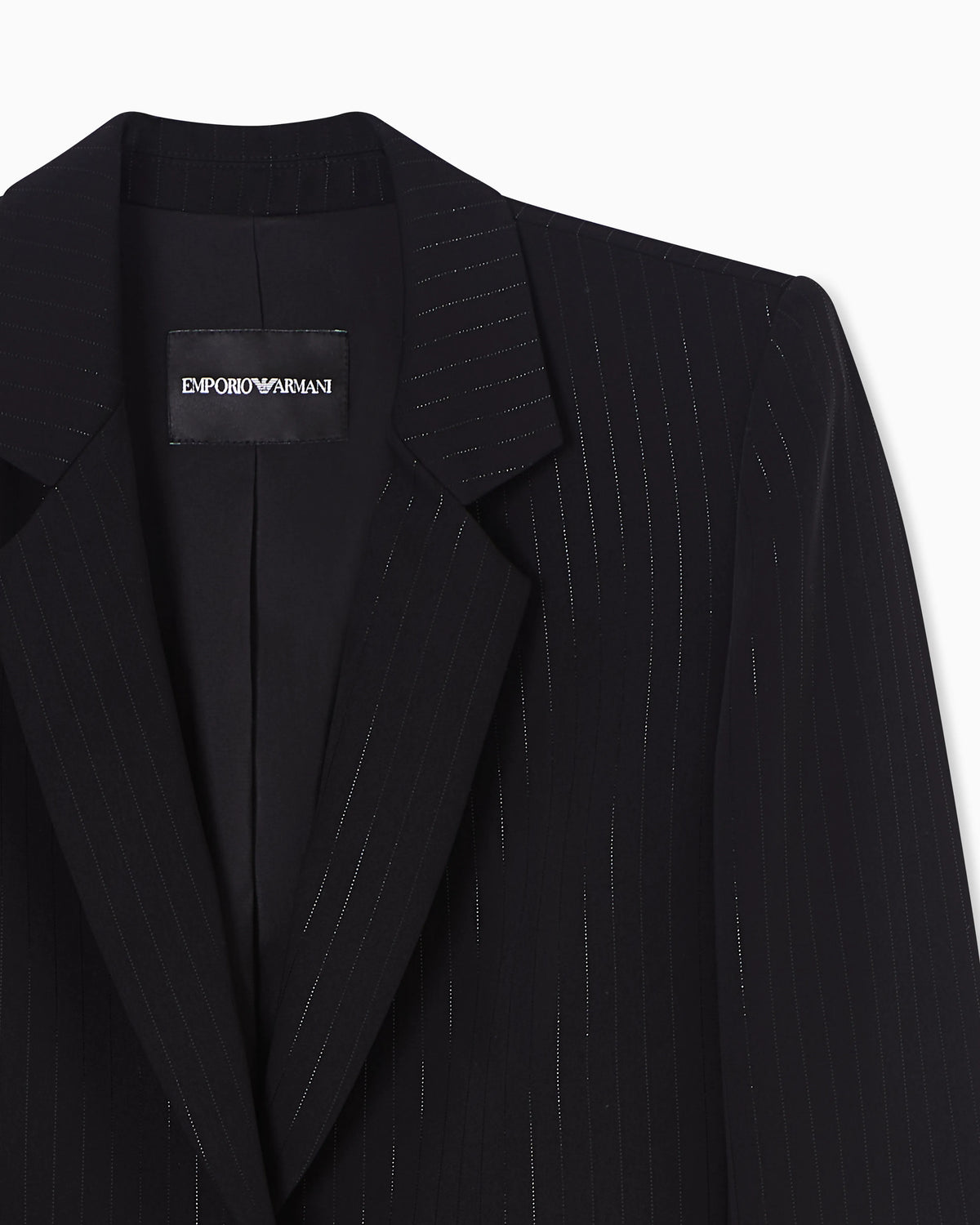 Single-breasted jacket with a lurex pinstriped motif
