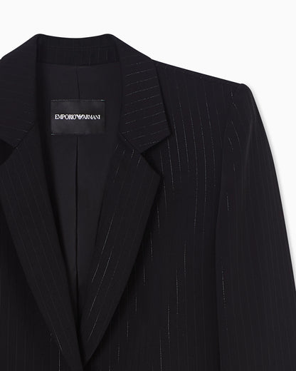 Single-breasted jacket with a lurex pinstriped motif