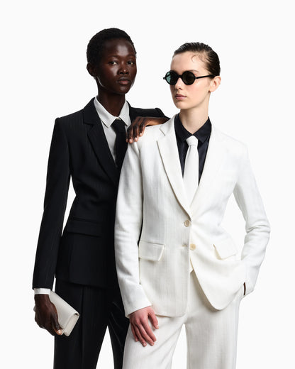 Single-breasted jacket with a lurex pinstriped motif