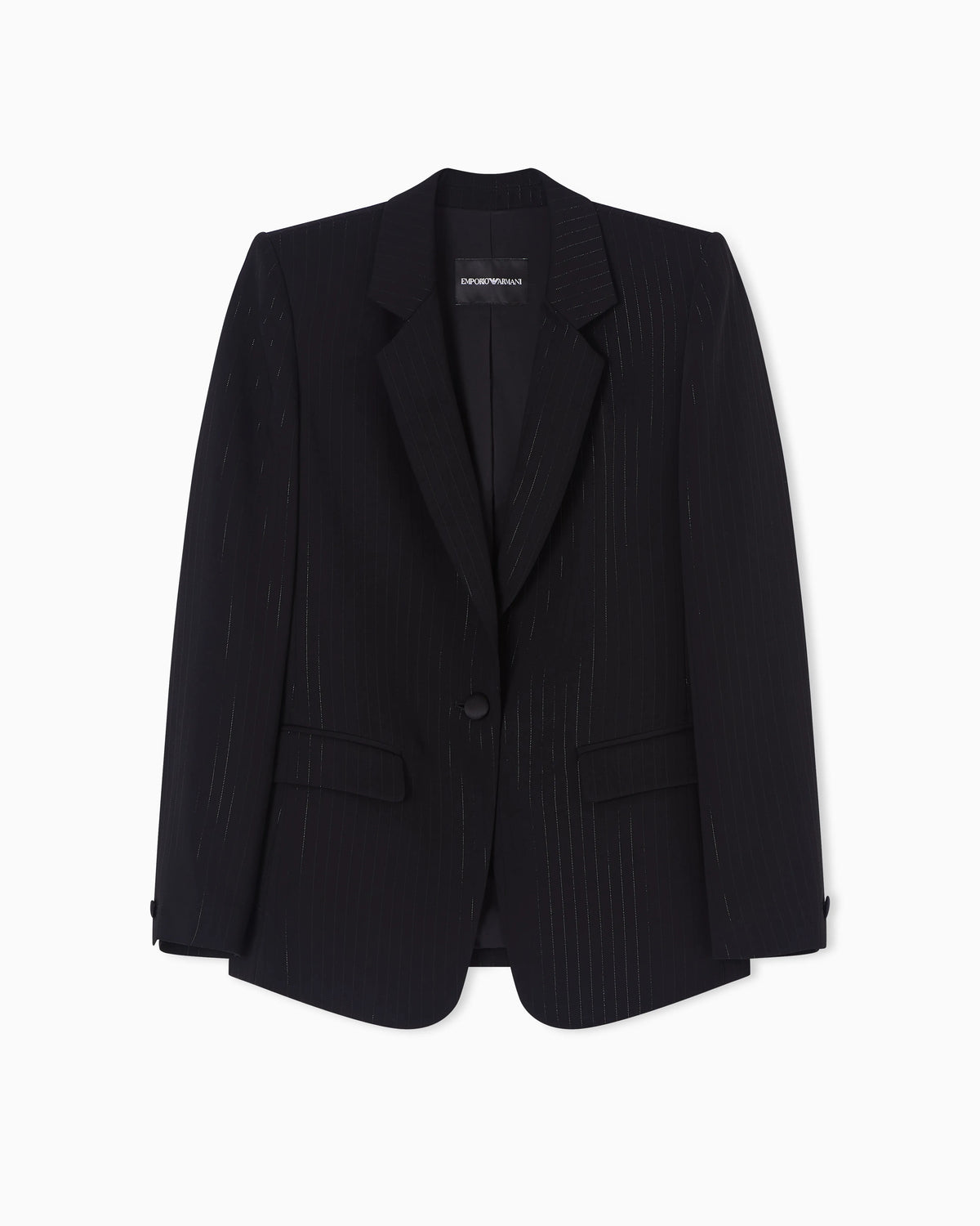 Single-breasted jacket with a lurex pinstriped motif