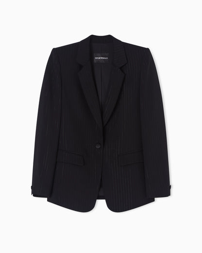 Single-breasted jacket with a lurex pinstriped motif