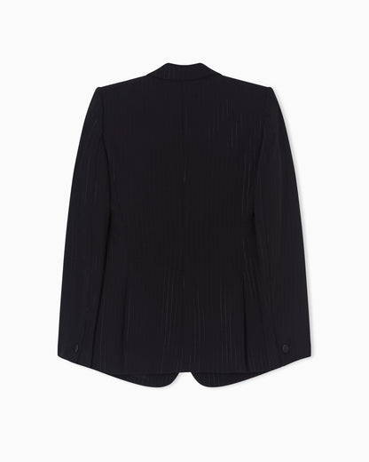 Single-breasted jacket with a lurex pinstriped motif