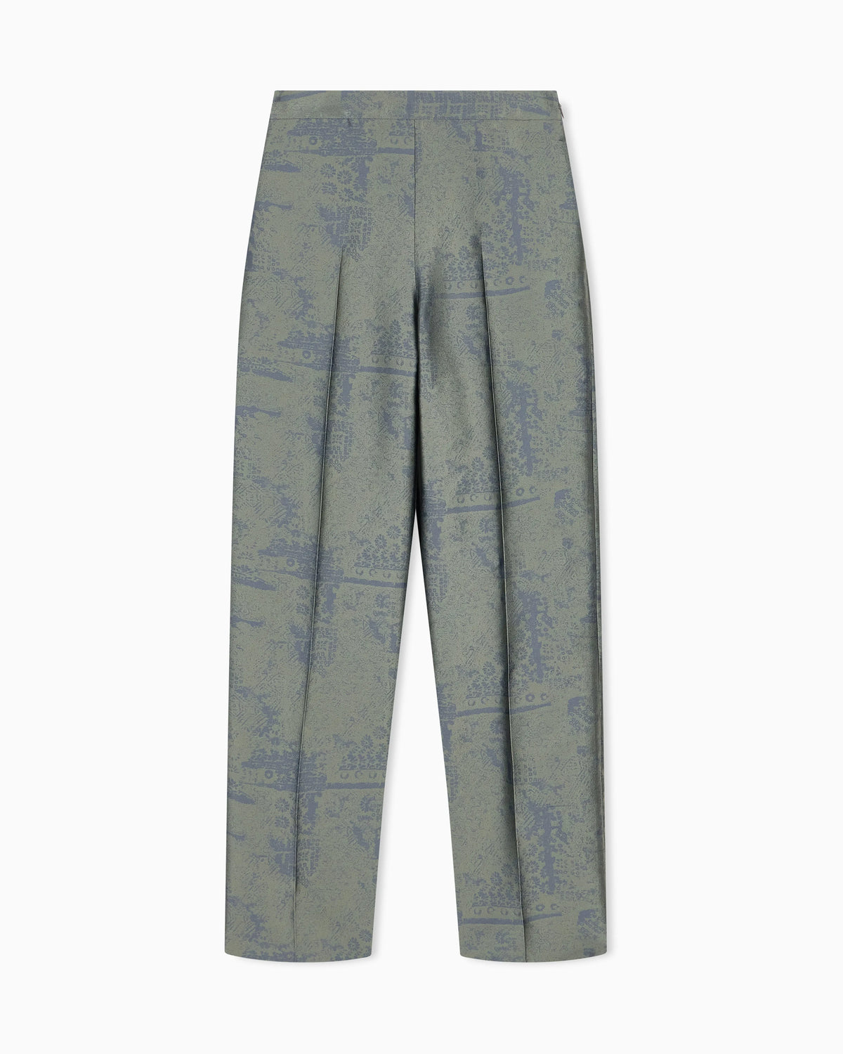 Unlined trousers in landscape jacquard with a side zipper