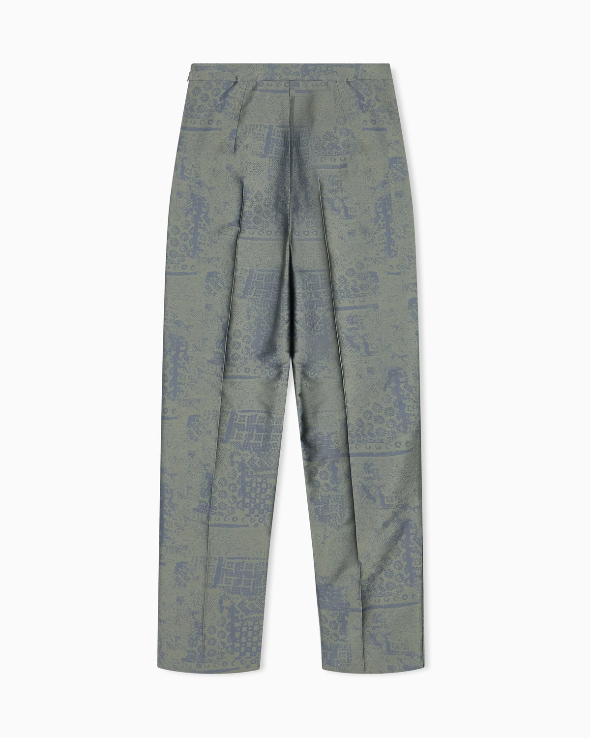 Unlined trousers in landscape jacquard with a side zipper