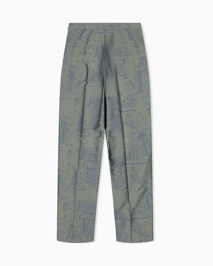 Unlined trousers in landscape jacquard with a side zipper