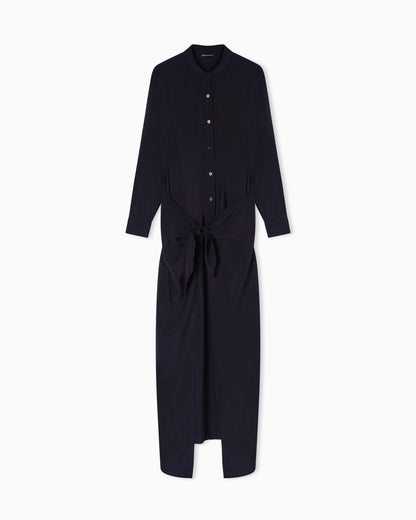 Two-piece-effect technical rayon dress