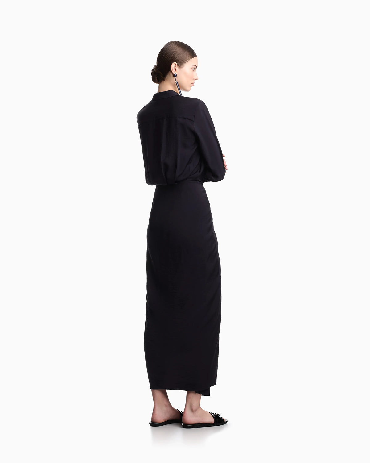 Two-piece-effect technical rayon dress