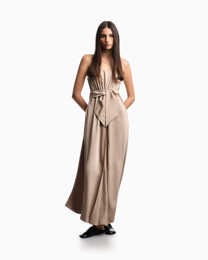 Twill crêpe sash dress