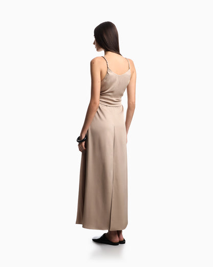 Twill crêpe sash dress