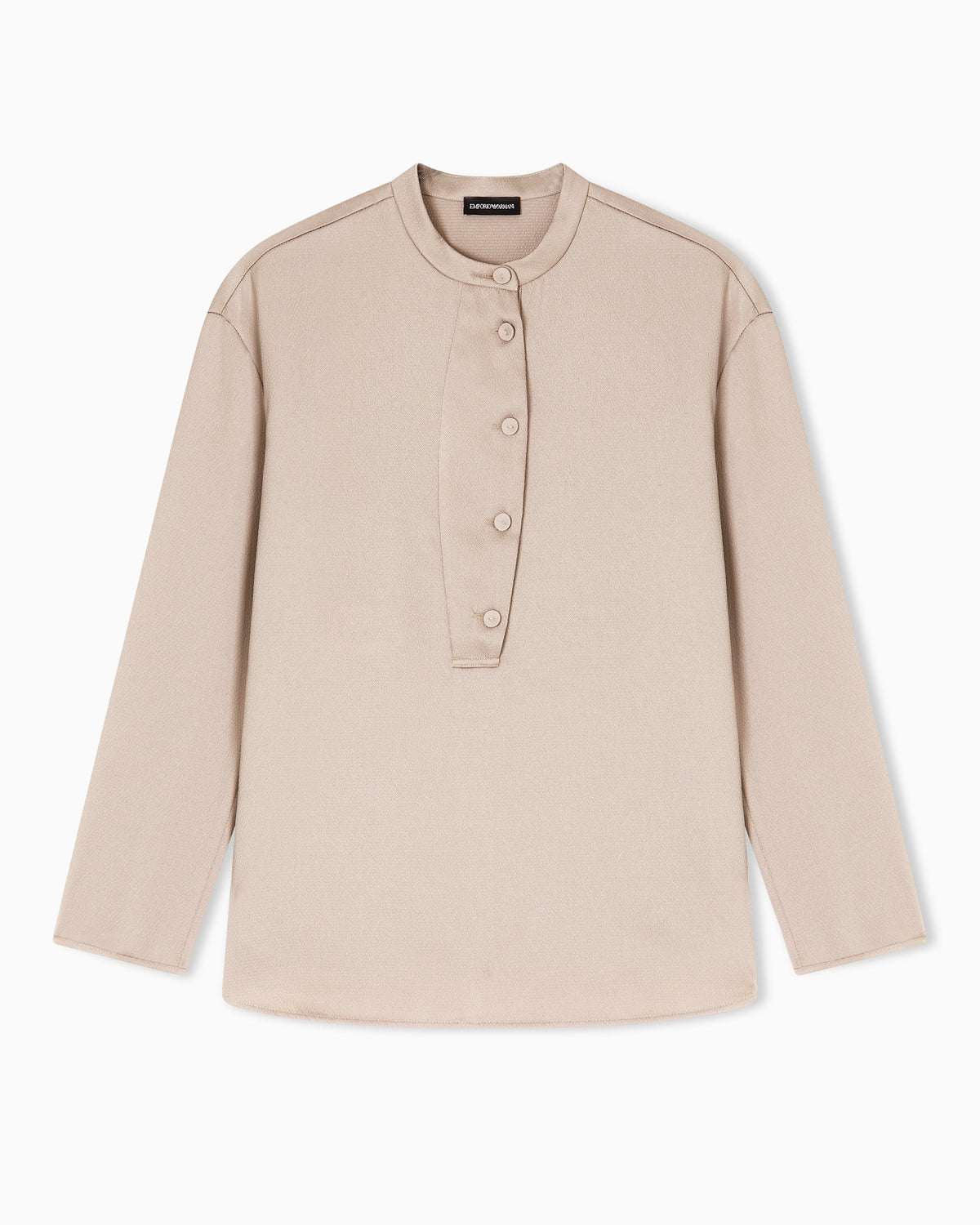 Shirt with partial buttoning in twill crêpe