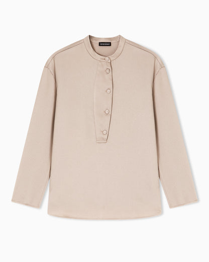 Shirt with partial buttoning in twill crêpe