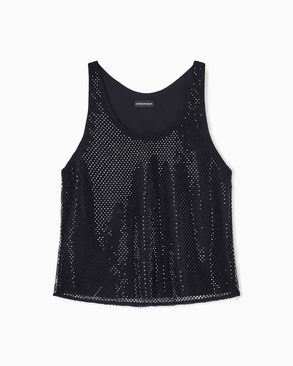 Mesh top with all-over rhinestones