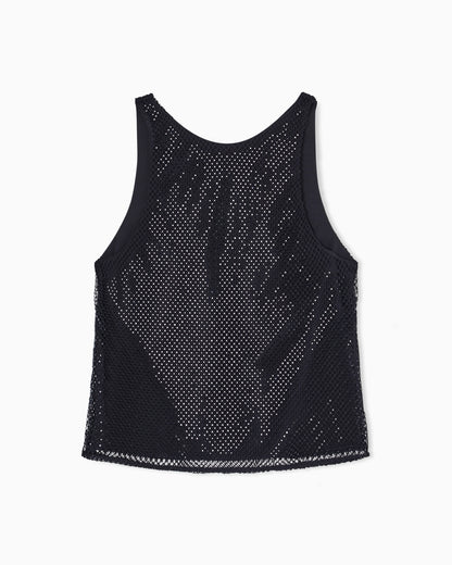 Mesh top with all-over rhinestones