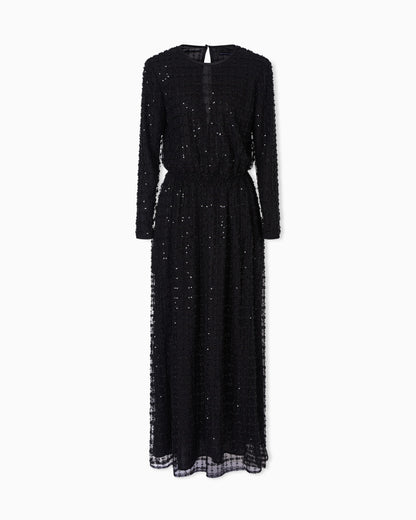 Tulle long dress with sequin and bead embroidery