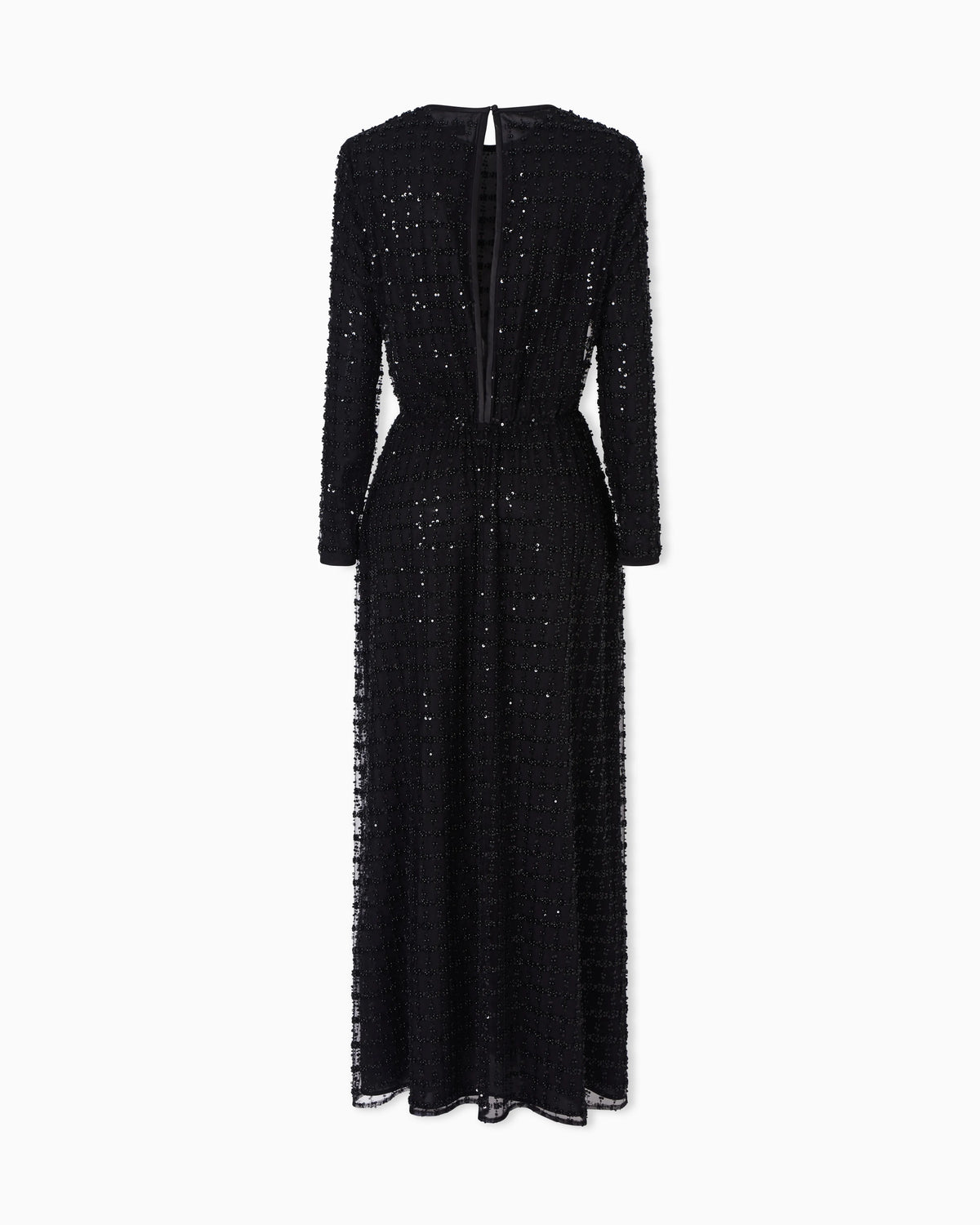 Tulle long dress with sequin and bead embroidery