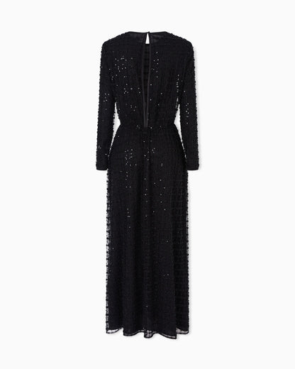 Tulle long dress with sequin and bead embroidery