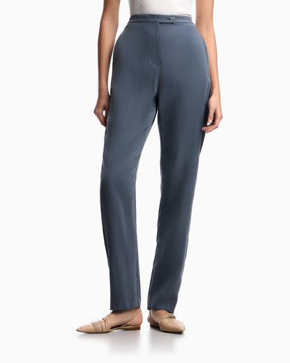 Washed modal twill trousers