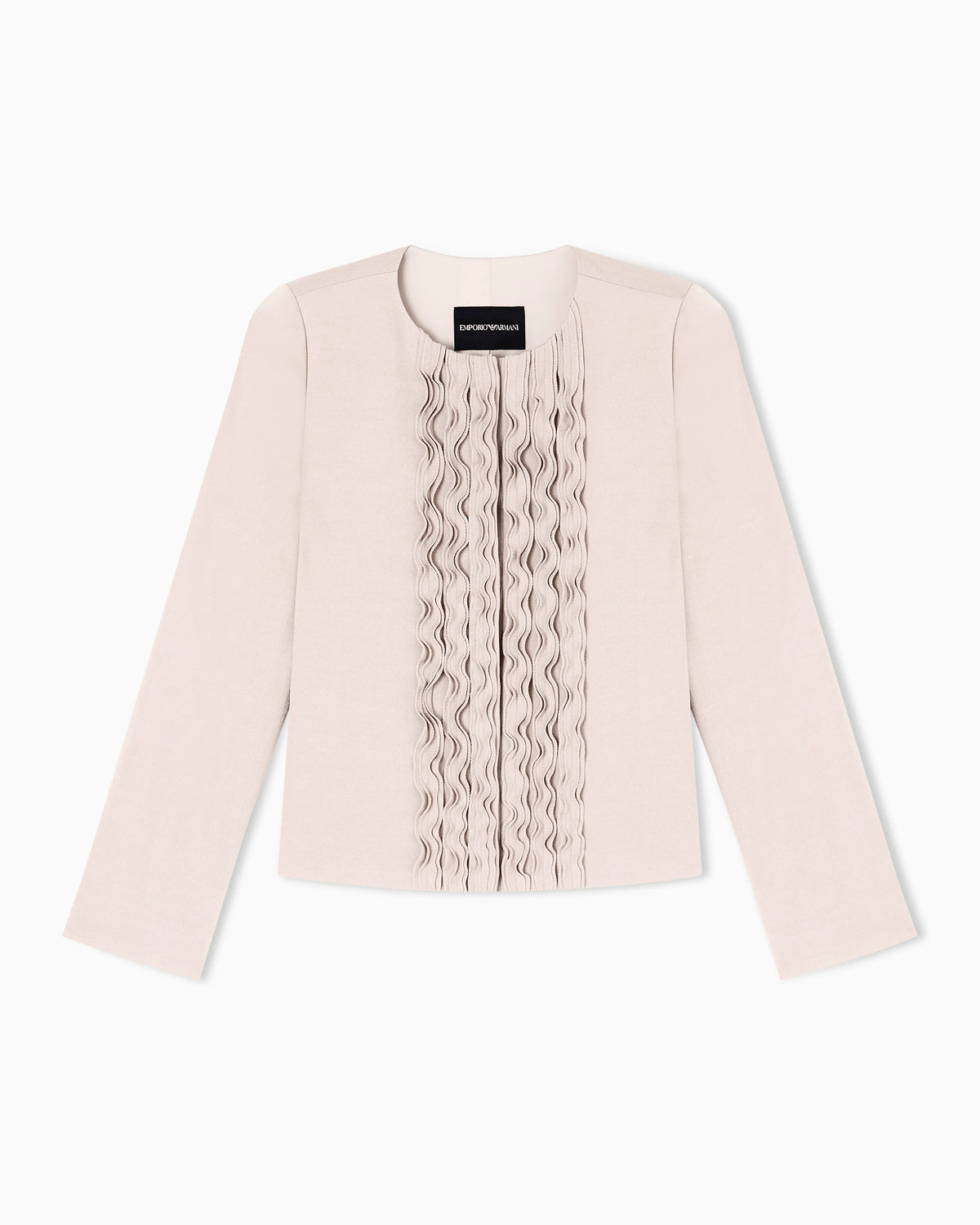 Armure fabric jacket with ruffles