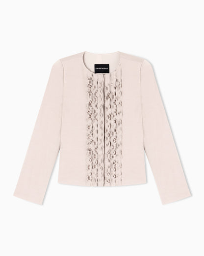 Armure fabric jacket with ruffles
