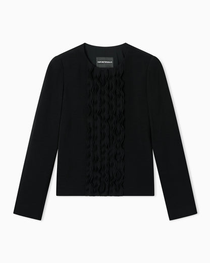 Armure fabric jacket with ruffles