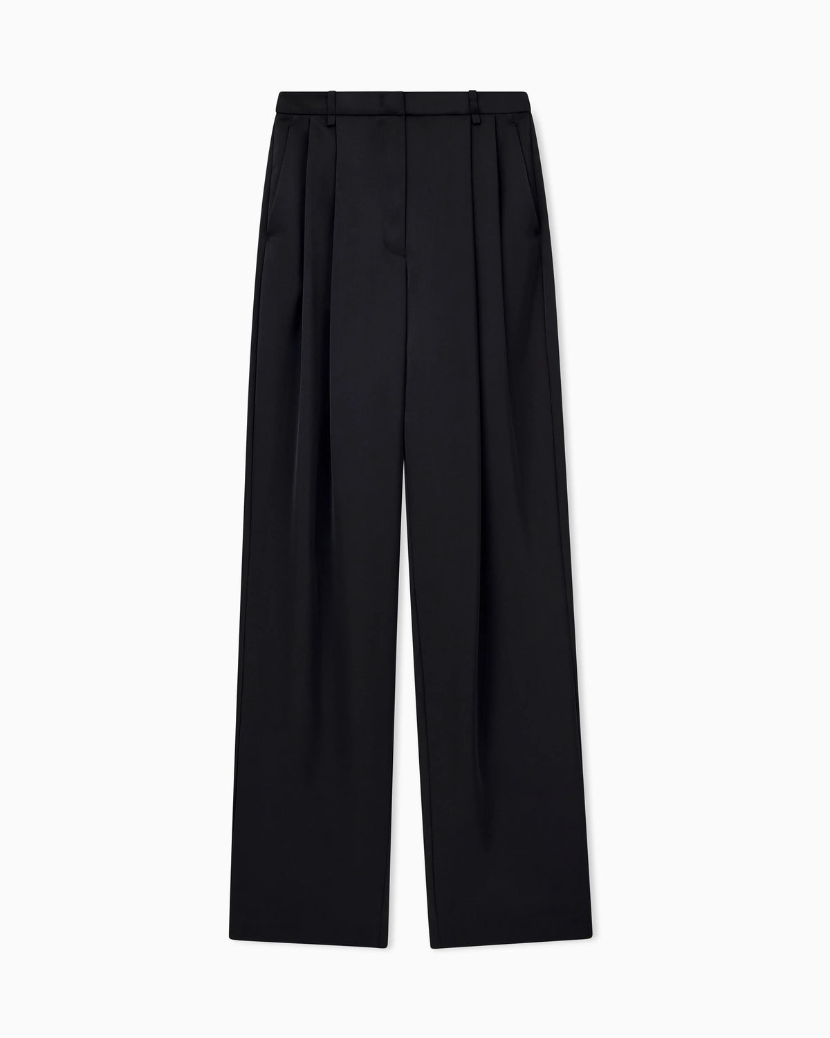 Trousers in techno twill with wide leg pleats and belt loops