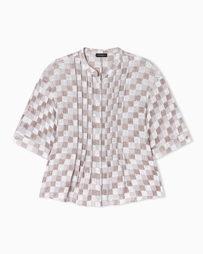 Check linen gauze shirt