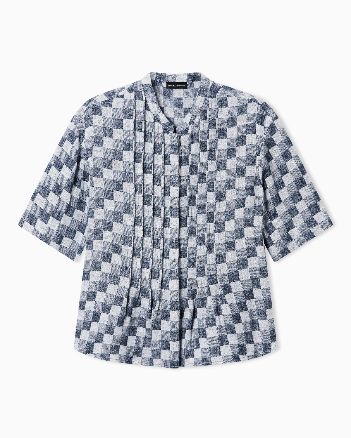 Check linen gauze shirt