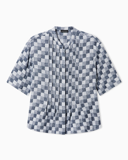 Check linen gauze shirt